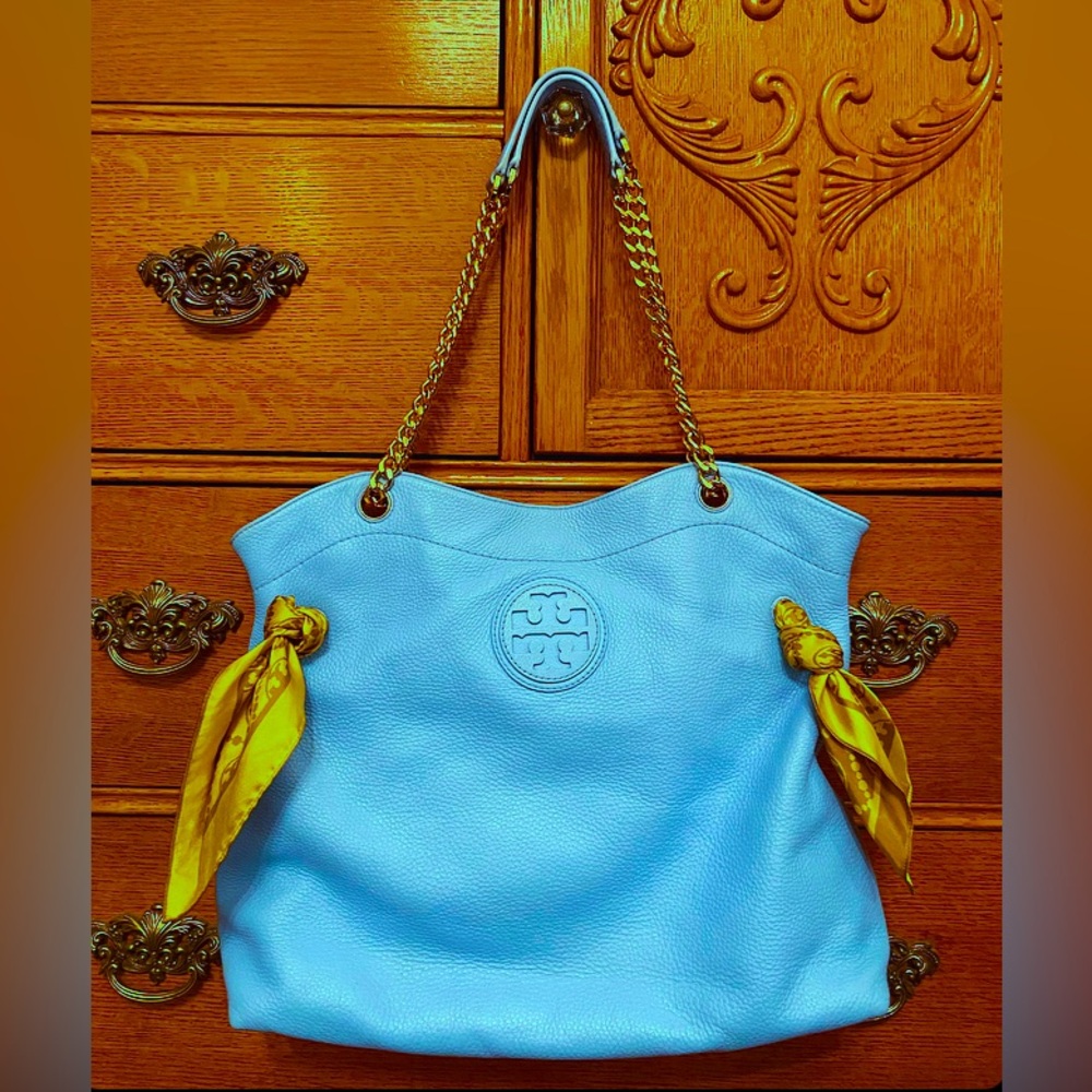 Tory Burch Baby Blue Marion Slouchy Tote